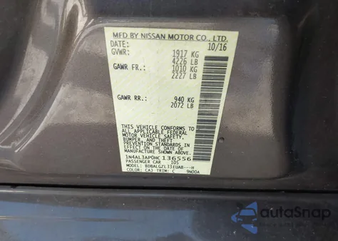 2017 Nissan Altima 2.5 S z USA, uszkodzony, nr VIN 1N4AL3AP0HC136556